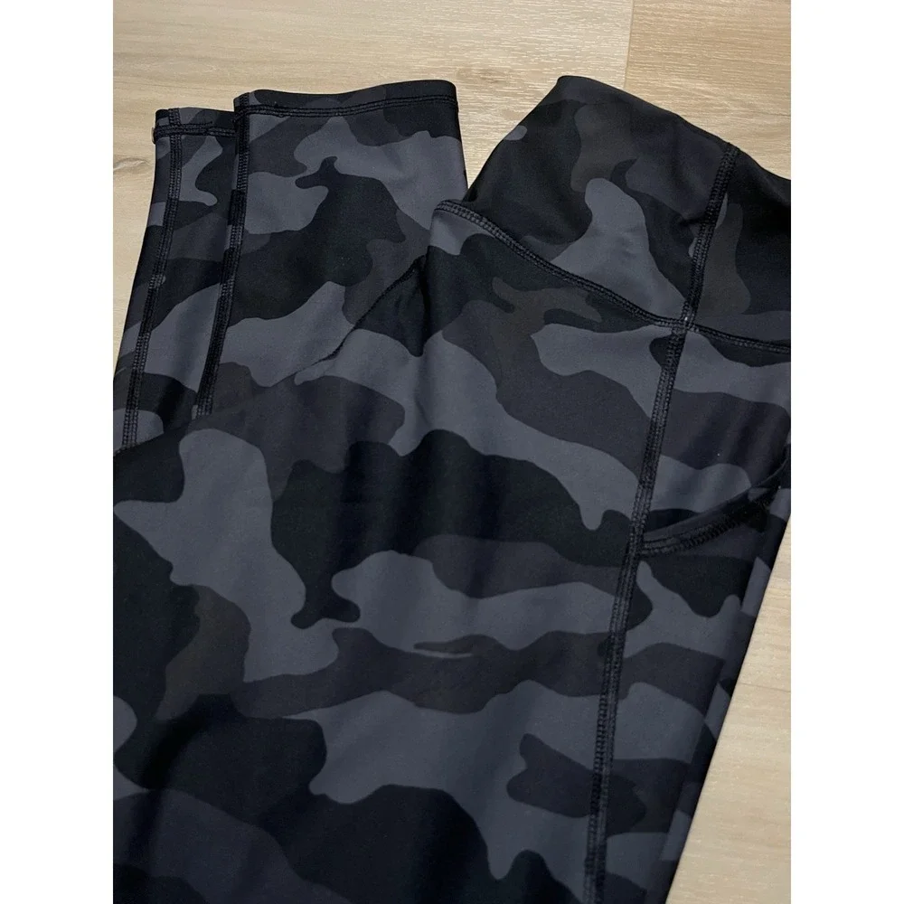 Old‎ Navy Active Go Dry Leggings Girls XXL (18) Black Gray Pull On Elastic Camo